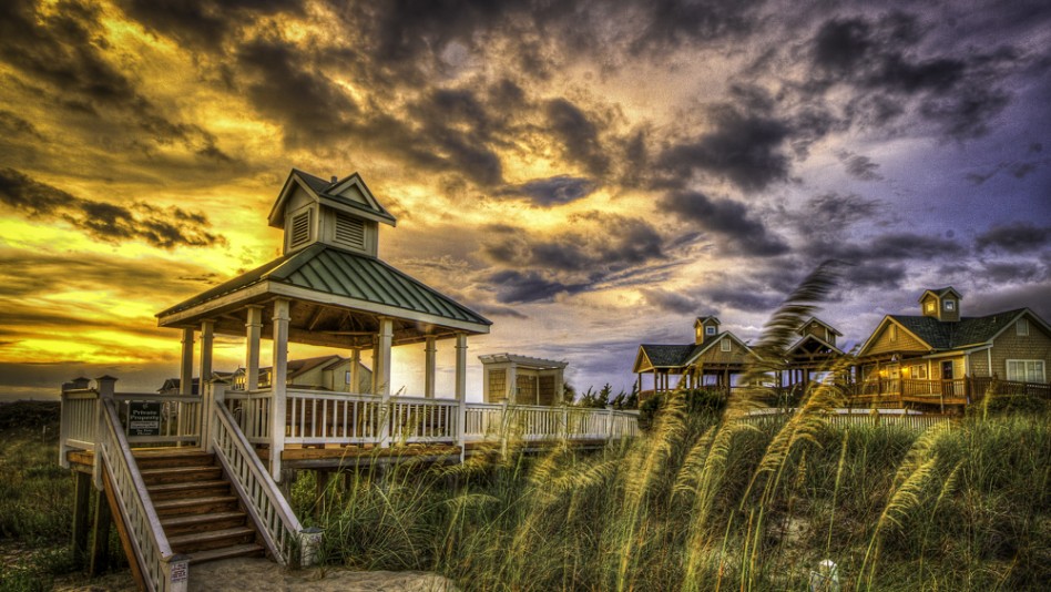 St James Beach Club at Sunset